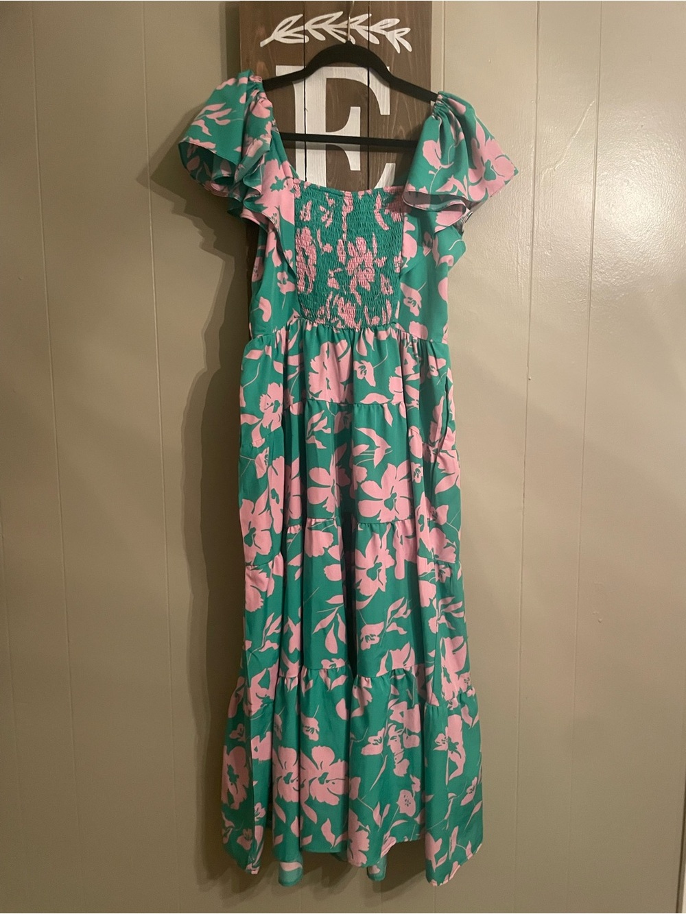 Umgee large Green & Pink Floral Maxi Dress - Picture 3 of 4